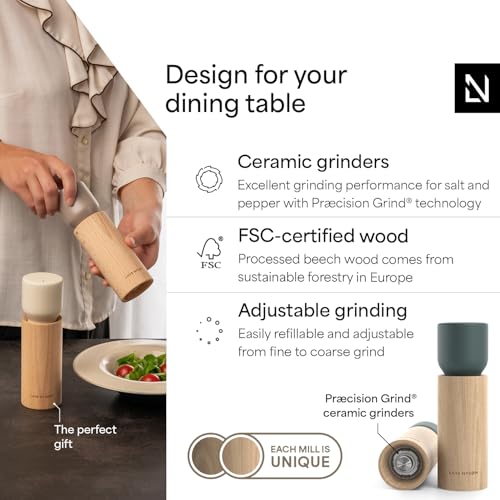 Wooden Salt and Pepper Grinder Set Manual with Tray