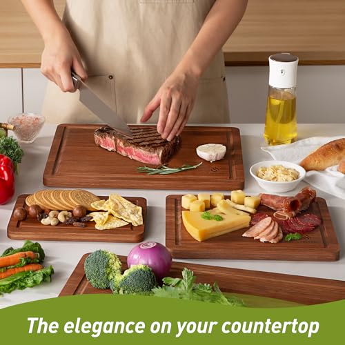 Bamboo Cutting Board Set Non Slip Feet Over Sink Father Day Dad Parents Papa Stepdad Pappy Poppy Pawpaw Who Want Nothing Everything Future Groom Bride Law Christmas Xmas (4-Piece / Brown)