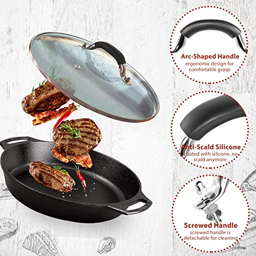 8 Inch Tempered Glass Lid Compatible with 8" Lodge Cast Iron Skillet and 2 Quart Serving Pots (8 INCH)