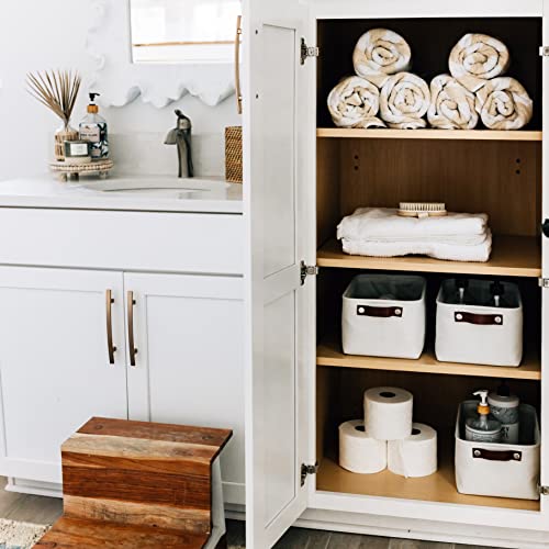 12x8in Canvas Storage Baskets (Full Off-White / Small - 3pc)