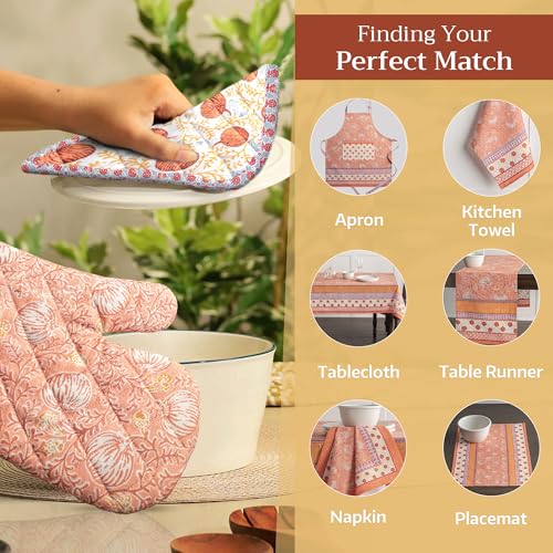 Maison d'Hermine Oven Gloves 100% Cotton Oven Mitt (047 - Nila / 7.5" x 13" (Oven Mitt))