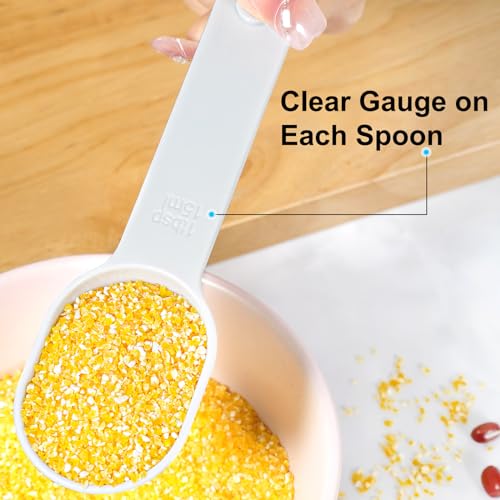 Stackable 10 Piece Measuring Cups and Spoons Set with White Lids