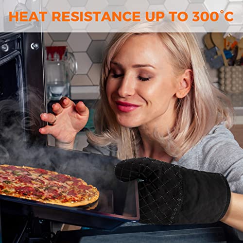 4PCS Oven Mitts and Pot Holders Sets 500°F Pot Holders for Kitchen Heat Resistant Oven Gloves Anti (4pcs Black)