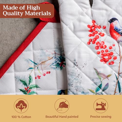 100% Cotton Oven Mitt & Pot Holder Set (110 - Morzine / 7.5" x 13" & 8" x 8" (Oven Mitt & Pot Holder))