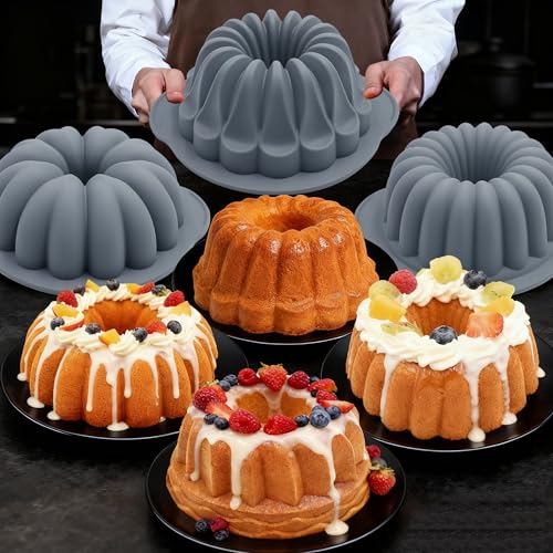 4 Pieces Silicone Fluted Tube Cake Pans (4pcs fluted tube cake pans (10 Cups))