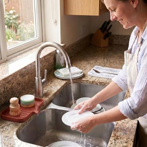 Silicone Soap Dish with Drain Spout (Red / M(9.6"×5.3"))