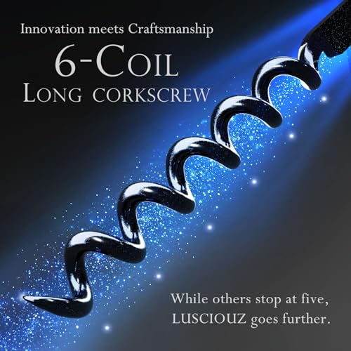 Zero Resistance THE HELIX Elite Corkscrew Silent Wine Bottle Opener Waiters Corkscrew Wine Key_Vol.2 (6 Coil_Black)