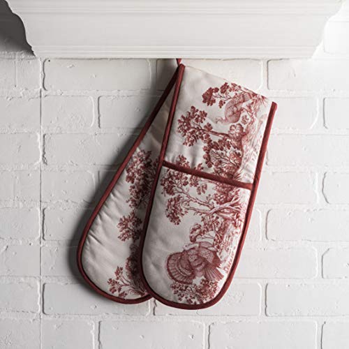 Double Oven Mitts 100% Cotton Double Oven Glove (119 - Holy Jouy - Red / 7" x 35" (Double Oven Mitt))
