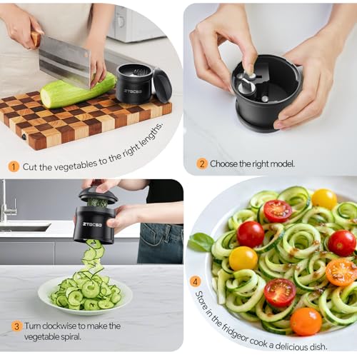 4 in 1 Vegetable Spiralizer Slicer for Veggie Noodles (Black)