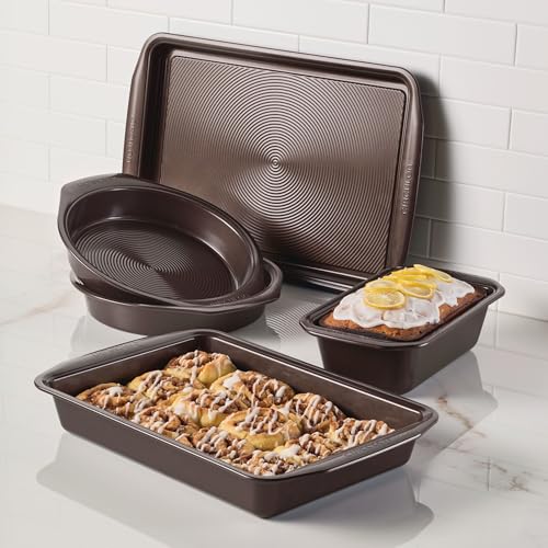 Nonstick Bakeware Set with Nonstick Cookie Sheet (Chocolate Brown / 5 Piece)