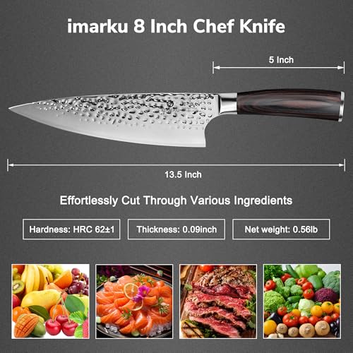 8 Inch Hammered Japanese Chef Knife (Silver)