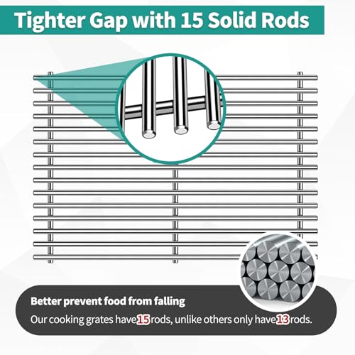 9MM 17.5" Stainless Steel Grill Grates for Weber Spirit E (17.5" Spirit 300)