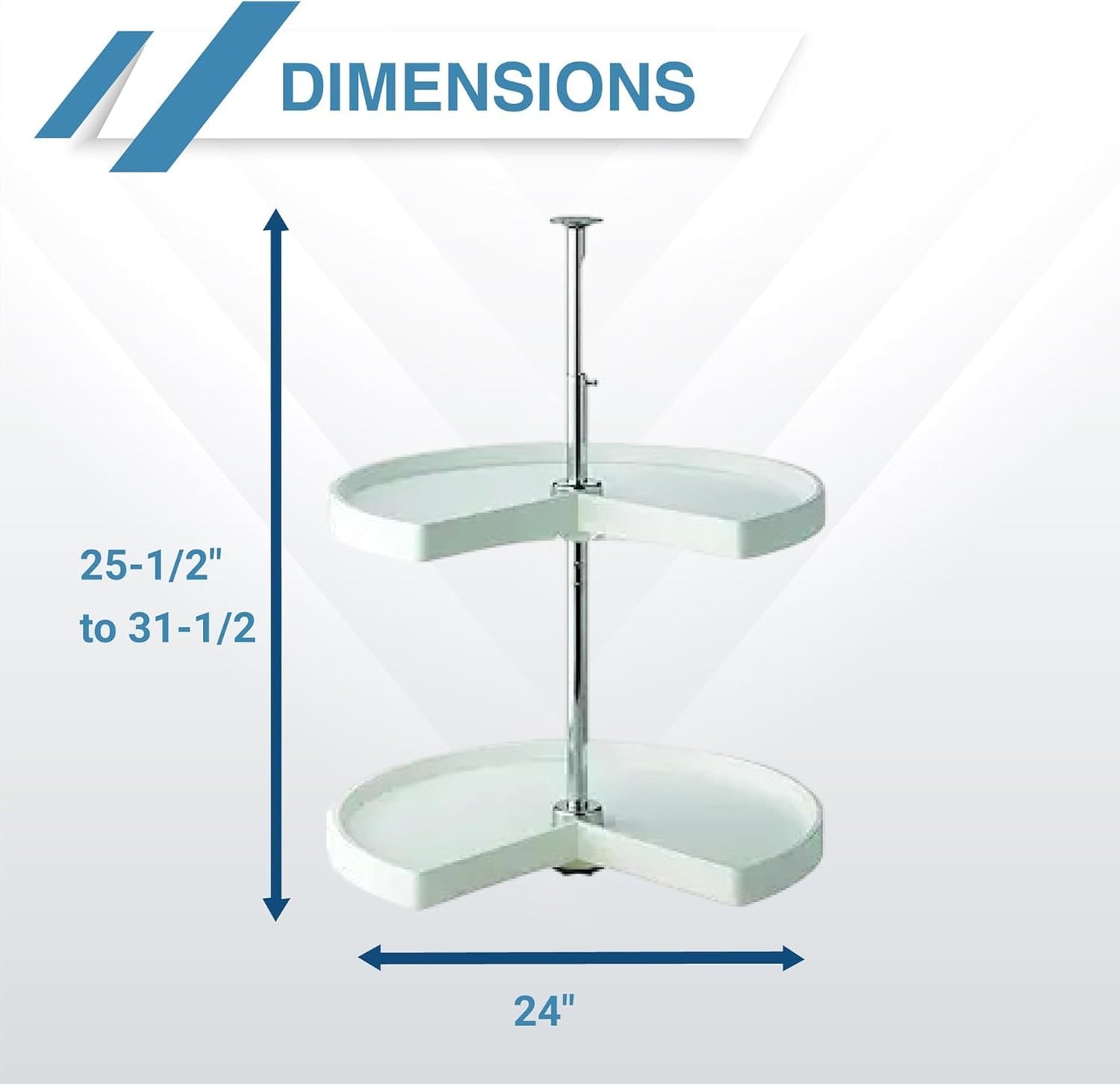KV Lazy Susan Kidney Shaped 2 Polymer Shelves 24"