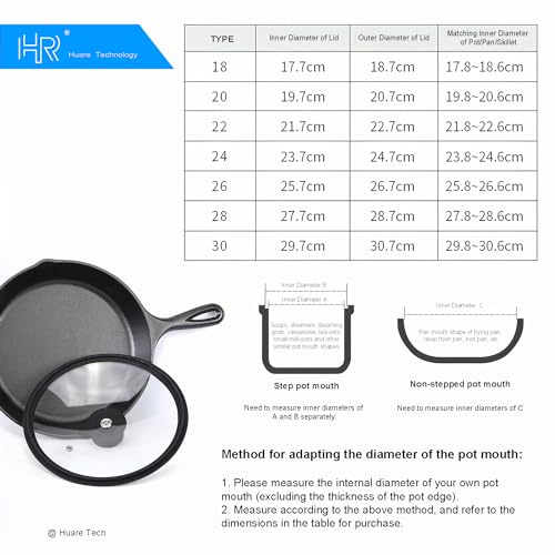 HR Huare Vented Tempered Glass Cookware Lid Black 1 Pack (12" / Black)