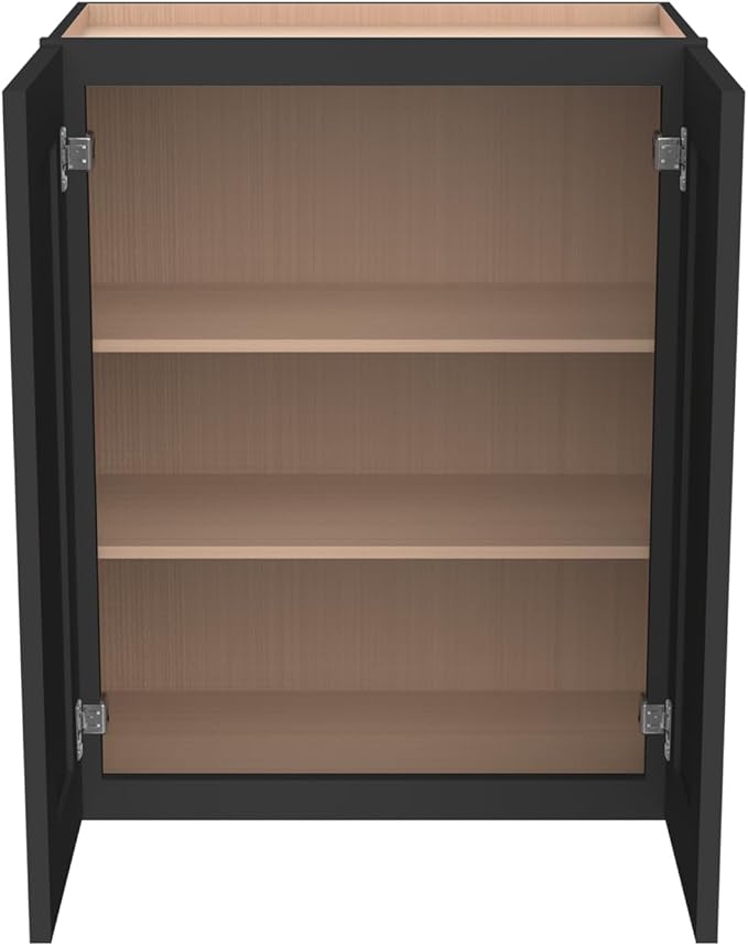 Wall-Mounted Cabinet – Solid Wood Shaker Style Medicine Cabinet with Adjustable Shelves & Soft-Close Doors for Bathroom, Kitchen, and Office Storage (Charcoal Black, 39" W x 12" D x 42" H)