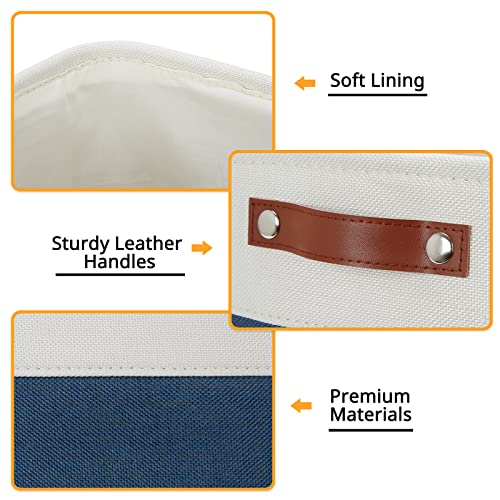 Foldable Storage Cubes 12 x 12 Organizer Bins (White&Blue / M-12"x 12"x12")