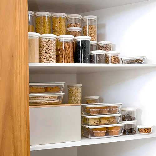 Glass Food Container Set with Glass Lid (White Sand - 4P)