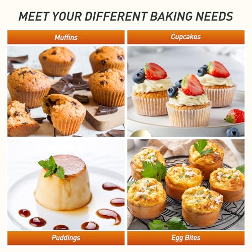 2 Packs 12 Cups Silicone Muffin Pan with Metal Reinforced Frame Regular Size Cupcake Pan Tray Egg Bites Silicone Cookie Molds Muffin Tin Tart Pans Baking Set for Easter Christmas holiday Cookie (Regular / Orange)