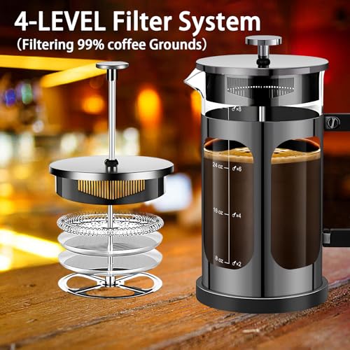 French Press Coffee Maker (Bright Black / 34 oz)