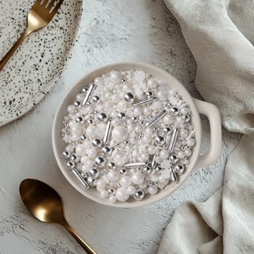 White Wedding Sprinkles for Cake Decorating 4.23ounce (4.23 Ounce)