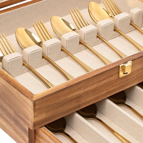 Silverware Storage Box (2 Layer Carbonized Black)