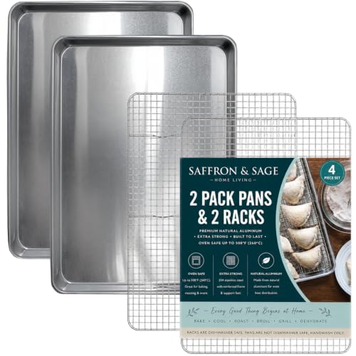 Commercial Quality 2 Pack Cookie Sheet and 2 Pack Rack (2 Pack Cookie Sheet & 2 Pack Rack)