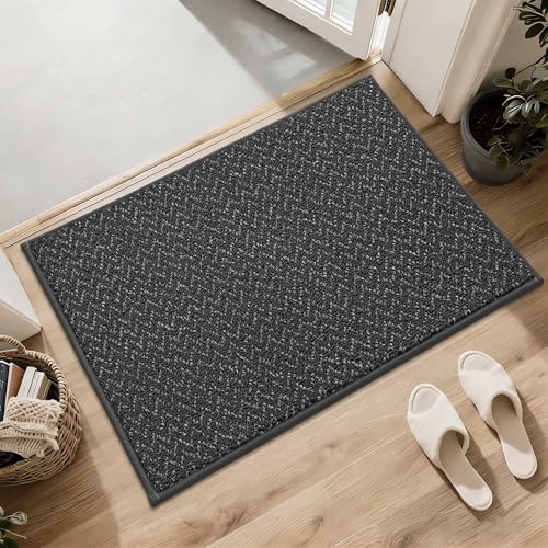 Dirt Trapper Door Mat 17"x30" Non Slip Washable Dark Grey (Dark Grey / 17inx30in)
