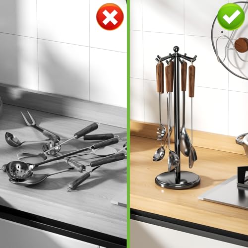 Kitchen Countertop Rotating Utensil Holder (Black)