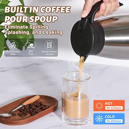 34oz Insulated Coffee Carafe with Handle (Silver / 34 oz)