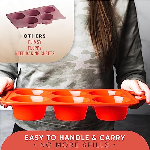 Silicone Jumbo Muffin Pan (Red / Jumbo (6 Cups))