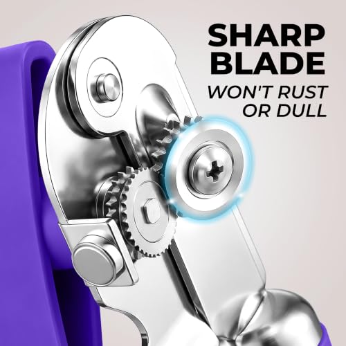 Stainless Steel Swing Open Manual Can Opener Comfortable Grip (Grape / Swing Open)