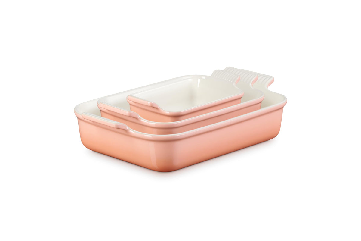 Stoneware Heritage Rectangular Baking Dish (3-Piece Dish Set / Peche)