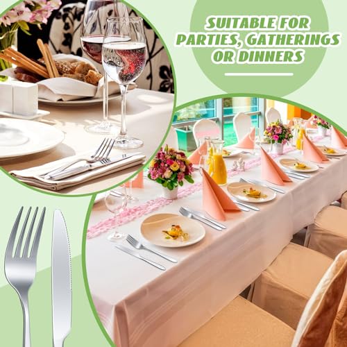 100 Pcs Stainless Steel Forks and Knives (8.4 Inches, 7.1 Inches / Silver)