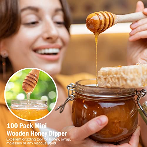 100 PCS Wooden Honey Dipper Sticks