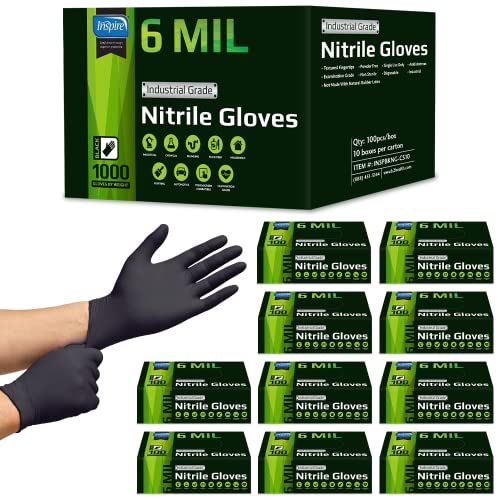 8 Mil HEAVY DUTY Stretch Nitrile Black Gloves Disposable Latex Free (X-Large)
