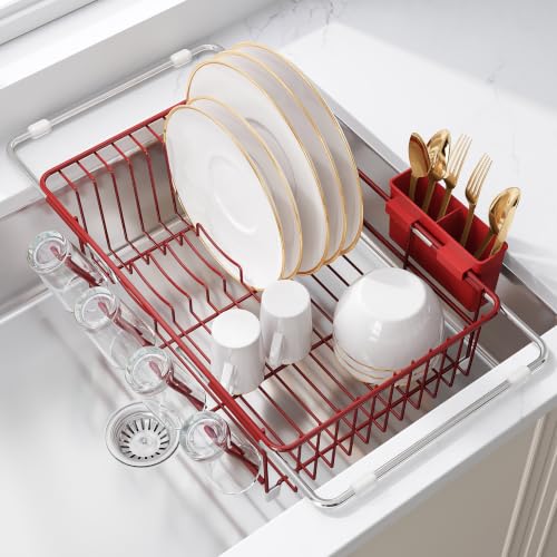 Red Dish Drying Rack in Sink (Red / For 12"-30"w Sink)