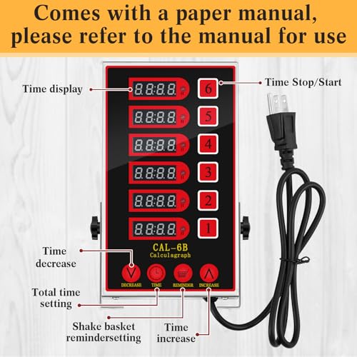 1 Pack Commercial Digital Kitchen Timer for Cooking (6 Channel)