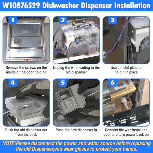Upgraded W10876529 Dishwasher Detergent Dispenser Compatible with Whirlpool Kenmore Jenn