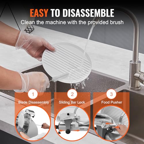 Meat Slicer 340W Electric Deli Food Slicer with 10" SUS420 Stainless Steel Blade and Built (10 inch)