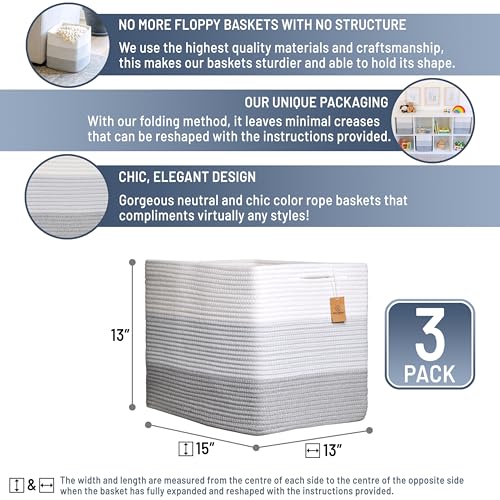 13x15x13 Kallax Storage Cubes Bins (3-Tone Gray / 15 x 13 x 13 (Kallax))