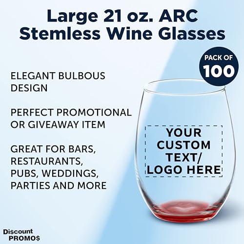 100 ARC Stemless Wine Glasses Set (100 Count)