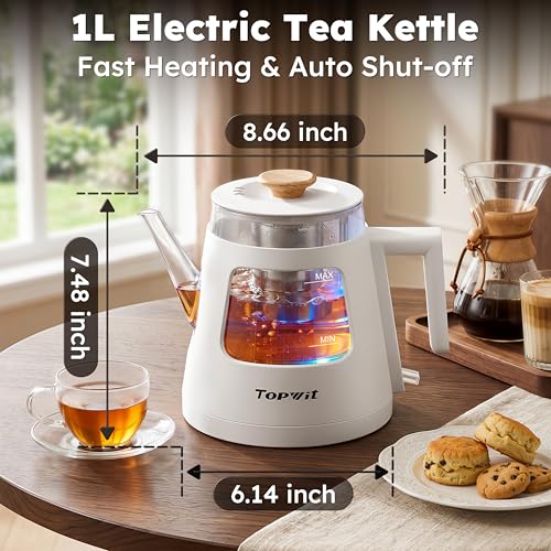 1L Gooseneck Electric Tea Kettle (1.1 Quarts / D(White))