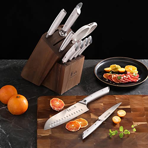 HELENA Series German Steel Forged Knife Block Set (12-Piece / White)
