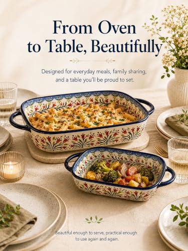 2 Piece Polish Pottery Style Ceramic Baking Dish Set (2 Count)