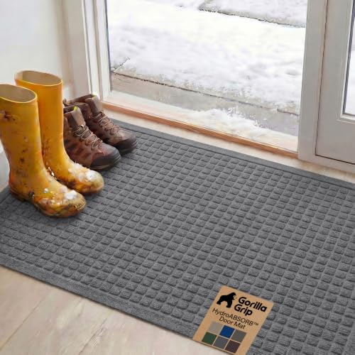 HydroABSORB Door Mat for Indoor Outdoor Use (Grey / 47" X 35")