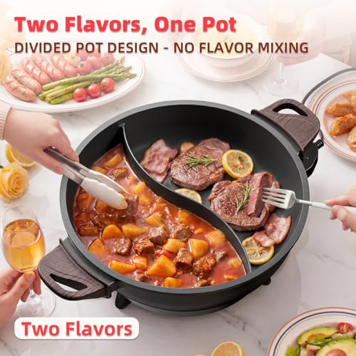 TWIN™ Dual ShabuShabu Electric Hot Pot Fast & Even Heat (Black / 4.5 Quarts)