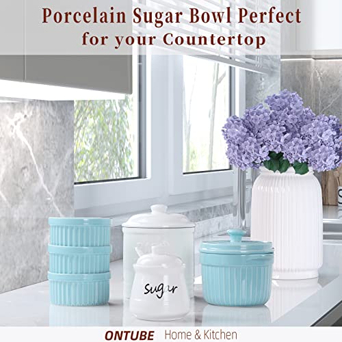 Ceramic Sugar Bowl with Lid and Spoon 12oz