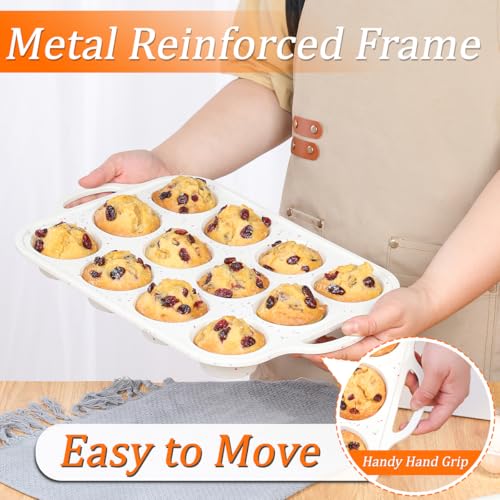 Silicone Muffin Pans for Baking (Creamy Confetti / Regular & Mini)