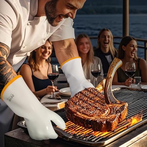 Silicone BBQ Grill Gloves (White / 10/XL)