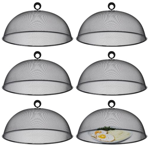 6 Pcs Metal Mesh Food Cover Outdoor Food Tents (Black / 14 Inch)